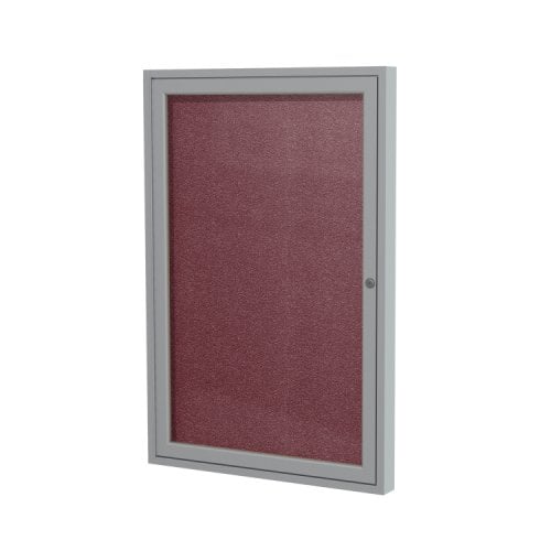 Ghent 1-Door Berry Vinyl Bulletin Boards with Satin Aluminum Frame