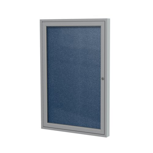 Ghent 1-Door Navy Vinyl Bulletin Boards with Satin Aluminum Frame