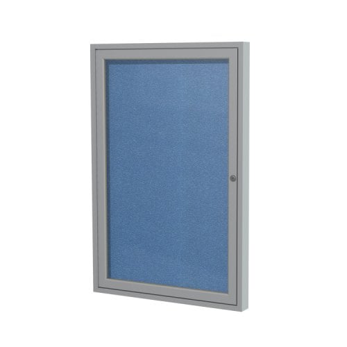 Ghent 1-Door Ocean Vinyl Bulletin Boards with Satin Aluminum Frame