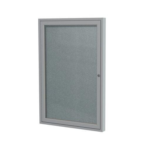 Ghent 1-Door Stone Vinyl Bulletin Boards with Satin Aluminum Frame