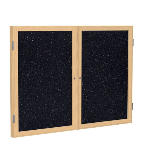 Ghent 2-Door Recycled Rubber Confetti Tackboard w/ Oak Frame