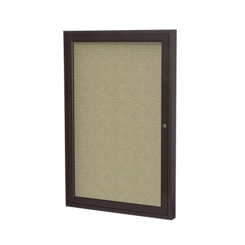 Ghent 24"x18" 1Door Bronze Aluminum Indoor Beige Tackboard
