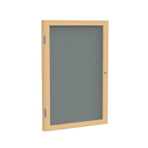 Ghent 24"x18" 1Door Oak Frame Indoor Gray Tackboard
