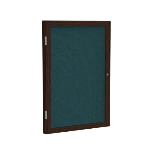 Ghent 24"x18" 1Door Walnut Frame Indoor Blue Tackboard