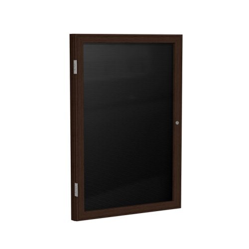 Ghent 24"x18" 1Door Walnut Indoor  Black Letterboard