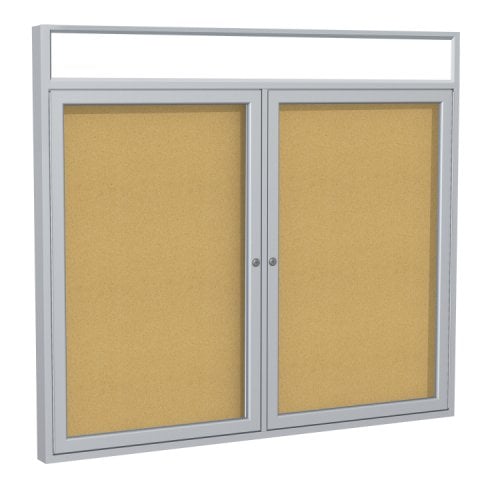 Ghent 2Door Satin Aluminum Headliner Indoor Corkboard