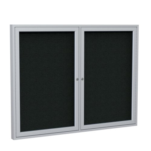 Ghent 2Door Satin Aluminum Indoor Black Tackboard