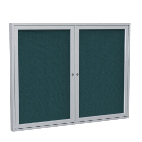 Ghent 2Door Satin Aluminum Indoor Blue Tackboard
