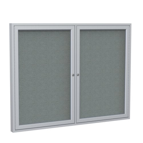 Ghent 2Door Satin Aluminum Indoor Gray Tackboard