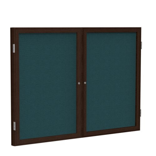 Ghent 2Door Walnut Frame Indoor Blue Tackboard
