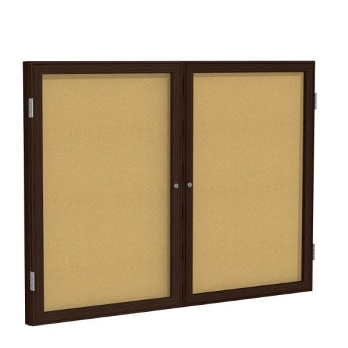 Ghent 2Door Walnut Frame Indoor Cork Board