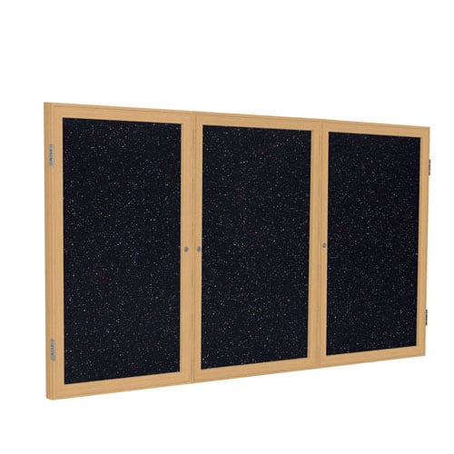 Ghent 3-Door Recycled Rubber Confetti Tackboard w/ Oak Frame