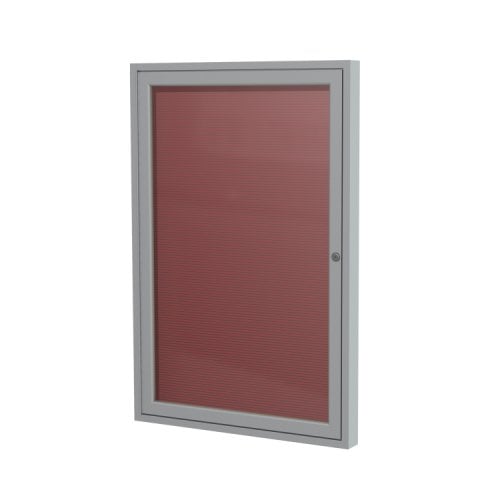 Ghent 36" x 36" 1Door Satin Aluminum Burgundy Letterboard