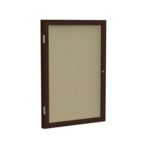 Ghent 36"x30" 1Door Walnut Frame Indoor Beige Tackboard