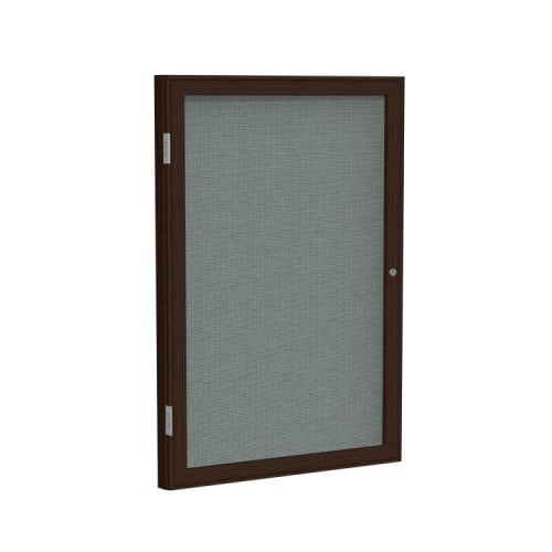 Ghent 36"x30" 1Door Walnut Frame Indoor Gray Tackboard