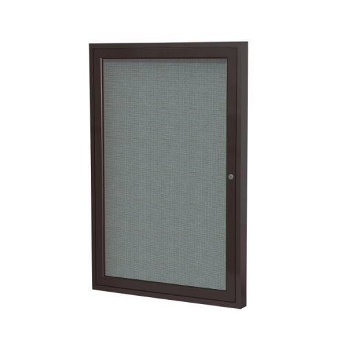 Ghent 36"x36" 1Door Bronze Aluminum Indoor Gray Tackboard