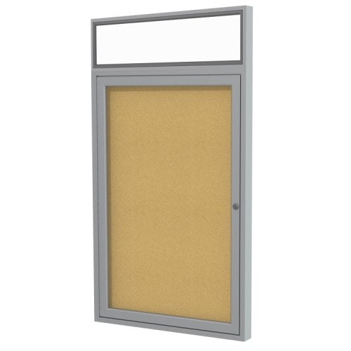 Ghent 36"x36" 1Door Satin Aluminum  Headliner Indoor Corkboard