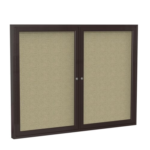 Ghent 36"x60" 2Door Bronze Aluminum Indoor Beige Tackboard