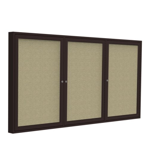 Ghent 36"x72" 3Door Bronze Aluminum Indoor Beige Tackboard