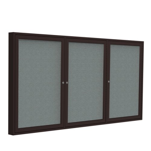 Ghent 36"x72" 3Door Bronze Aluminum Indoor Gray Tackboard
