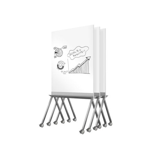 Ghent 36" x 42" Roam Mobile Double-Sided Whiteboard with Satin Aluminum Base