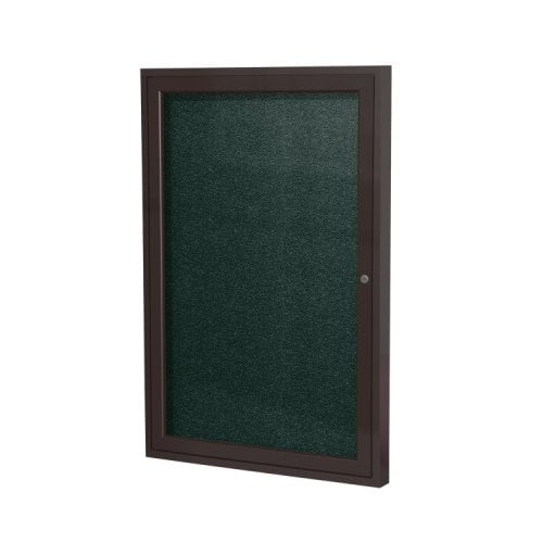 Ghent 36" x 36" 1-Door Ebony Vinyl Bulletin Board with Bronze Aluminum Frame