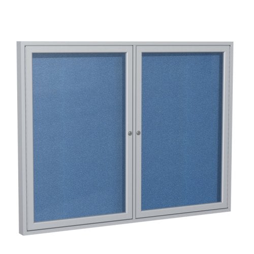 Ghent 36" x 48" 2-Door Ocean Vinyl Bulletin Board with Satin Aluminum Frame
