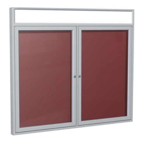 Ghent 36x60 2-Door Satin Illuminated Burgundy Letterboard - Indoor