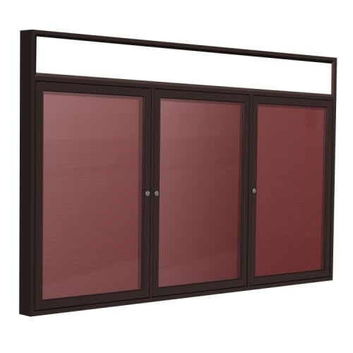 Ghent 36x72 3-Door Bronze Illuminated Burgundy Letterboard - Indoor