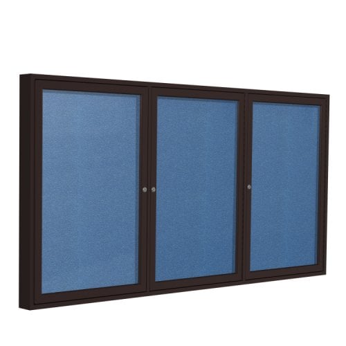 Ghent 3-Door Ocean Vinyl Bulletin Board with Bronze Aluminum Frame