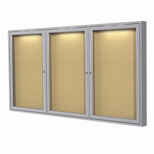 Ghent 3Door Concealed Light Aluminum Indoor Cork Board