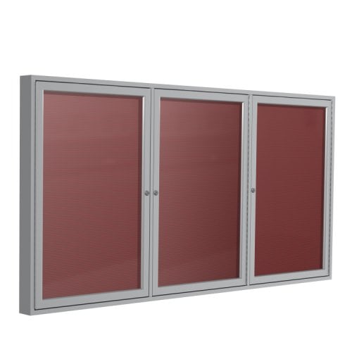 Ghent 3Door Satin Aluminum Burgundy Letterboard