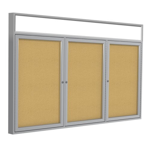 Ghent 3Door Satin Aluminum Headliner Indoor Corkboard