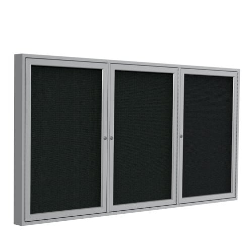 Ghent 3Door Satin Aluminum Indoor Black Tackboard