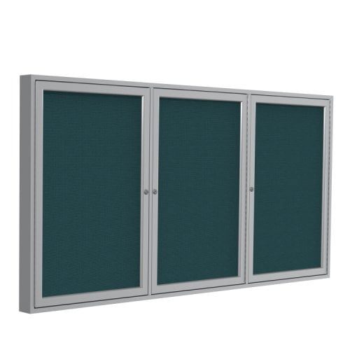 Ghent 3Door Satin Aluminum Indoor Blue Tackboard