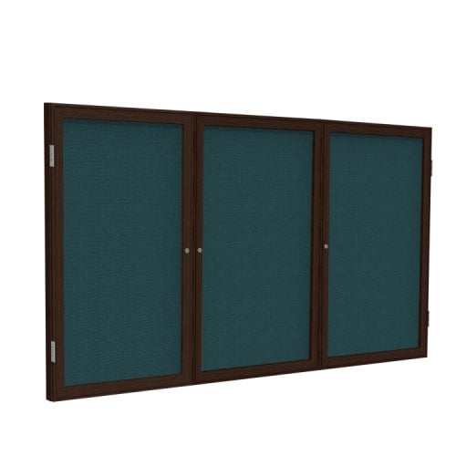 Ghent 3Door Walnut Frame Indoor Blue Tackboard