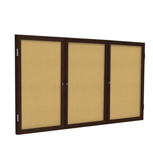 Ghent 3Door Walnut Frame Indoor Cork Board