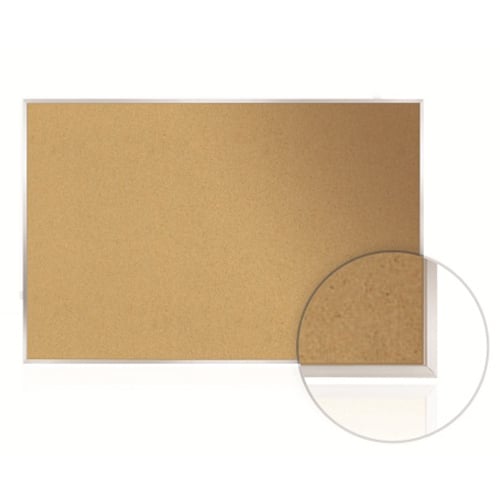 Ghent  4' x 4' Natural Cork Bulletin Board with Aluminum Frame