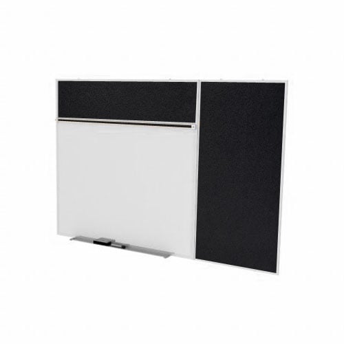 Ghent 4'x10' Combo B Magnetic Whiteboard Rubber Tackboard - Black