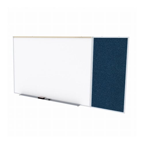 Ghent 4'x10' Combo C Magnetic Whiteboard Navy Vinyl Fabric Tackboard