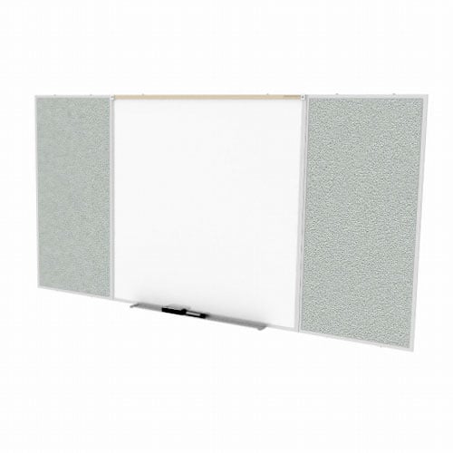 Ghent 4'x10' Combo D Magnetic Whiteboard Silver Vinyl Fabric Tackboard