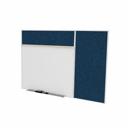 Ghent 4'x12' Combo B Magnetic Whiteboard Navy Vinyl Fabric Tackboard