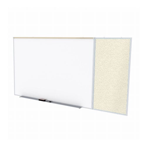 Ghent 4'x12' Combo C Magnetic Whiteboard Ivory Vinyl Fabric Tackboard