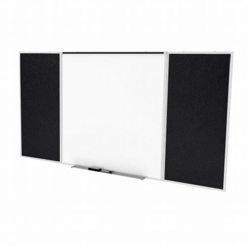 Ghent 4'x12' Combo D Magnetic Whiteboard Rubber Tackboard - Black