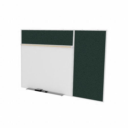 Ghent 4'x16' Combo B Magnetic Whiteboard Ebony Vinyl Fabric Tackboard