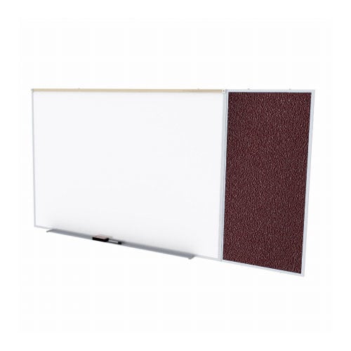 Ghent 4'x16' Combo C Magnetic Whiteboard Berry Vinyl Fabric Tackboard