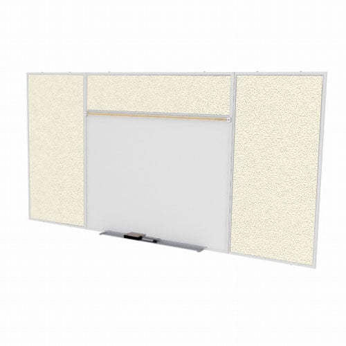 Ghent 4'x16' Combo E Magnetic Whiteboard Ivory Vinyl Fabric Tackboard