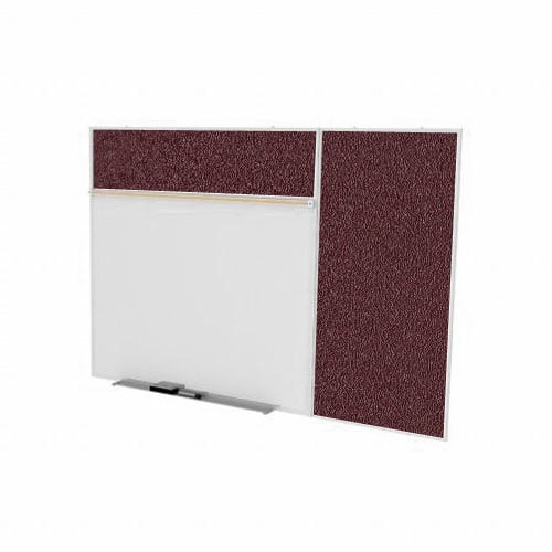 Ghent 4'x8' Combo B Magnetic Whiteboard Berry Vinyl Fabric Tackboard