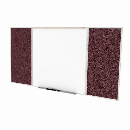 Ghent 4'x8' Combo D Magnetic Whiteboard Berry Vinyl Fabric Tackboard