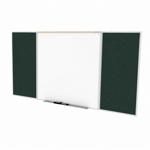 Ghent 4'x8' Combo D Magnetic Whiteboard Ebony Vinyl Fabric Tackboard